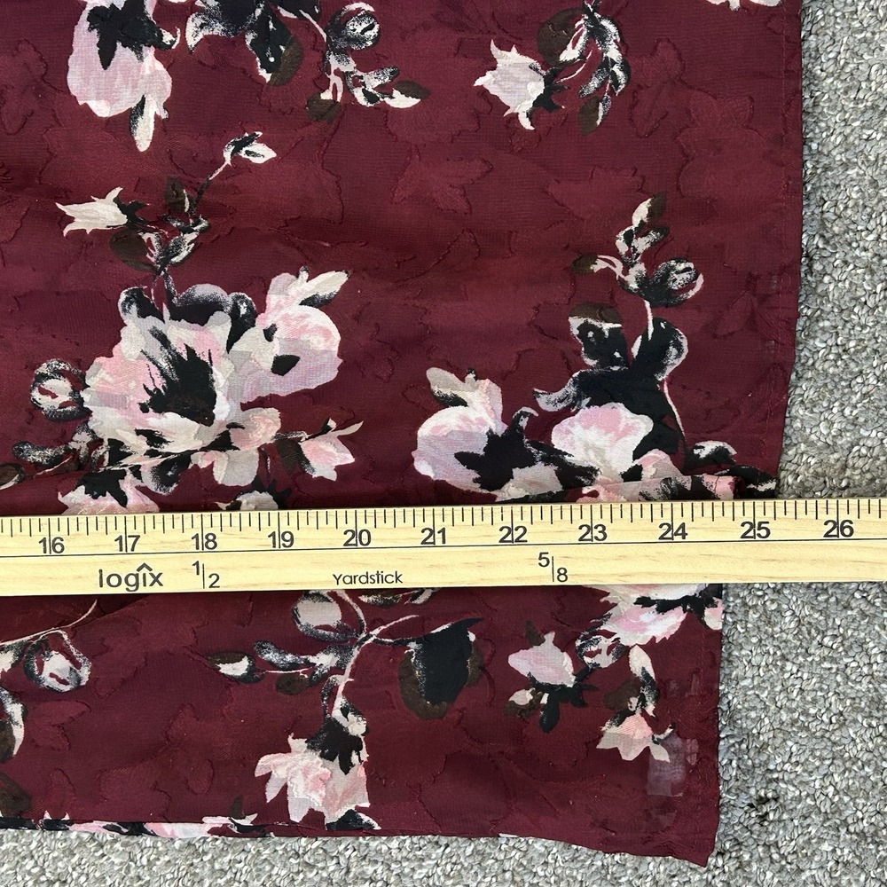 White House Black Market Floral Blouse Sheer Long Sleeves - Women's LARGE - Picture 9 of 11